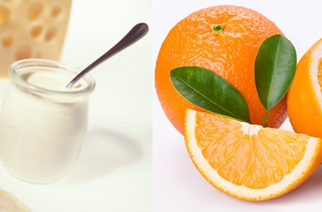 cam, sữa tươi và bột đậu đỏ