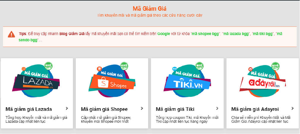 Tìm kiếm các mã giảm giá Tiki trên các website, blog