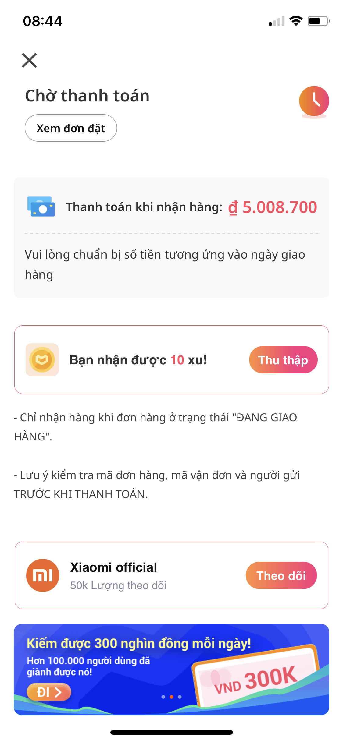 Đã đặt đơn hàng Lazada thành công