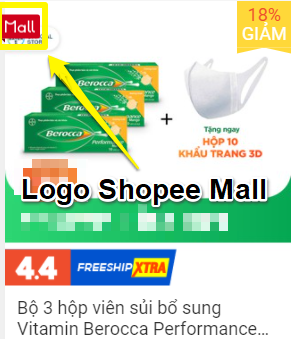 Logo ShopeeMall trên ảnh sản phẩm