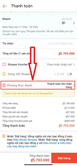 Phương thức thanh toán trên Shopee