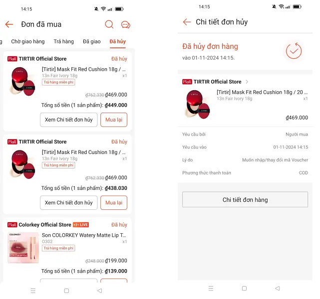 Hủy đơn hàng Shopee 1