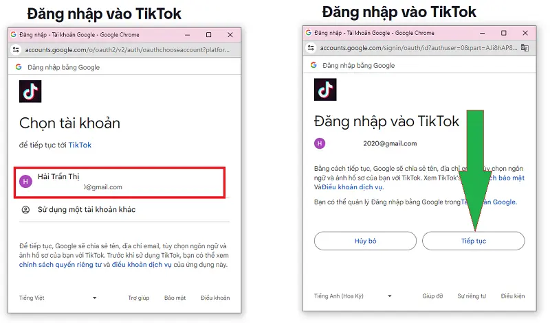 Đăng nhập tiktok bằng google 5