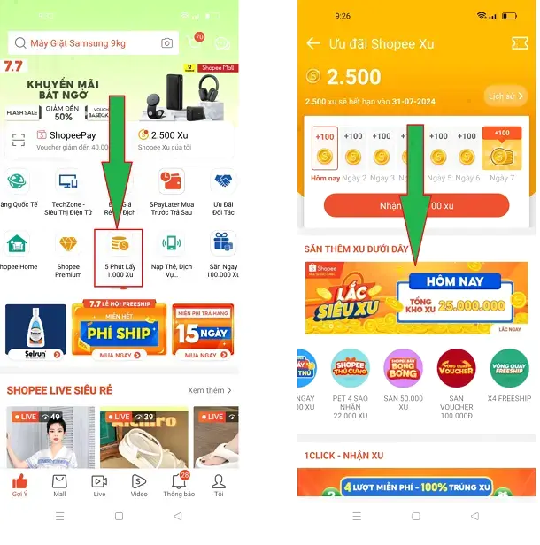 Lắc siêu xu Shopee