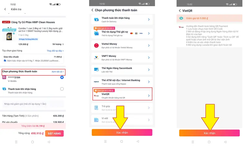 phương thức thanh toán VietQR trên Lazada 1