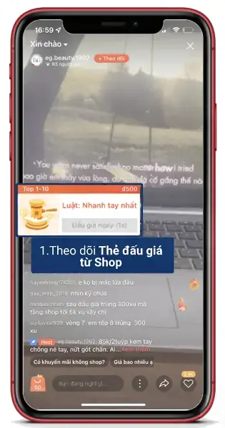 Đấu giá trên Shopee Live