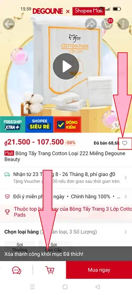 Thích sản phẩm trên shopee 6