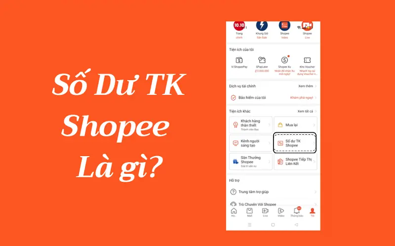 Số dư TK Shopee