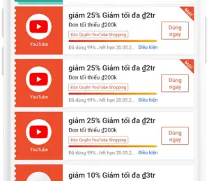 săn voucher Youtube Shopping giảm 25% 3