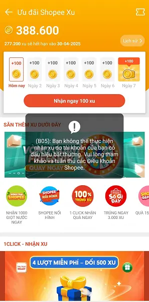Lỗi B05 Shopee